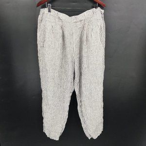 Hei Hei  anthropologie FRANCOIS linen pant black white stripe lagenlook comfy XL